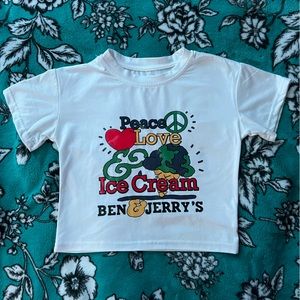 Peace Love & Ice cream ben and jerry’s Cropped t shirt